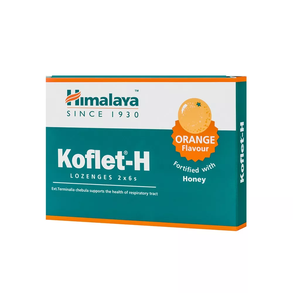 Koflet-H cu Aroma de Portocale, 12 Pastile, Himalaya