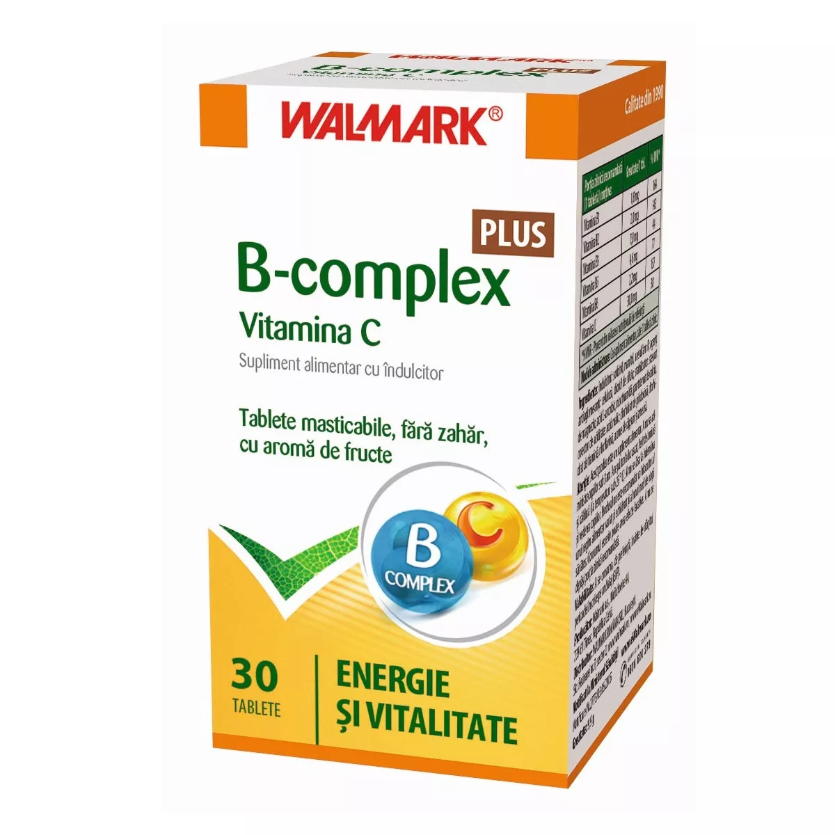 W B Complex+Vit C,  30 Tablete Masticabile