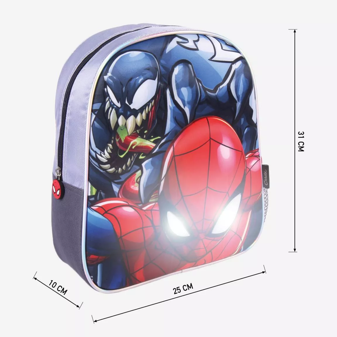 Ghiozdan de grădiniță 3D cu LED - Omul Păianjen, 25 x 31 x 10 cm 