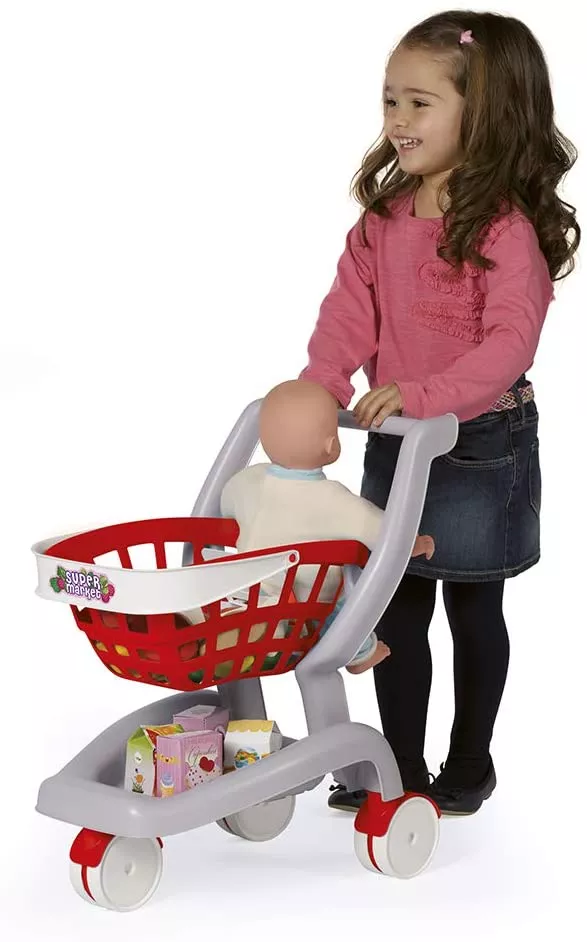 Cărucior pentru supermarket 2 in 1 cu scaun pentru bebeluș și 18 accesorii