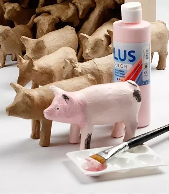 Animal din hârtie reciclată pentru decorat - Porc, 8 x 14 cm