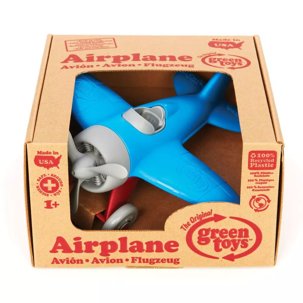 Avion din plastic reciclat - Aripi albastre, 22 x 23 cm