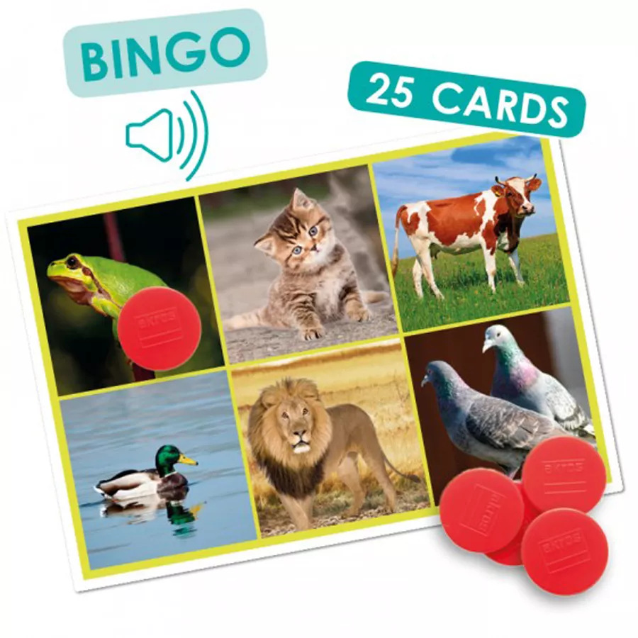 Joc de asociere cu 25 de cartonașe și 125 de jetoane -  Animale și natură