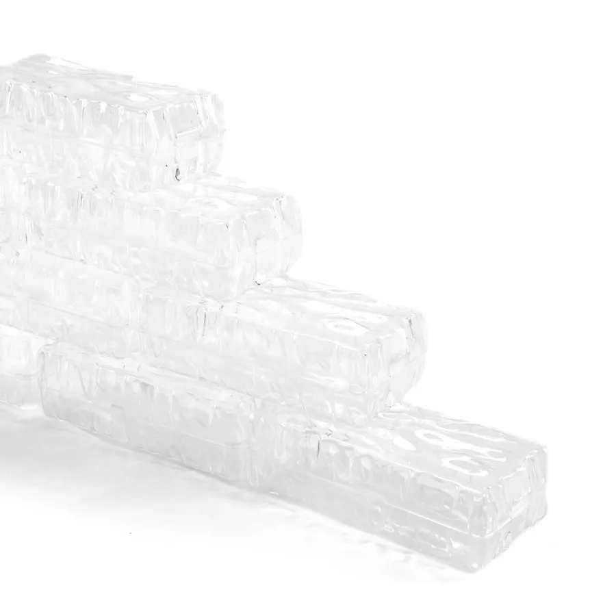 Set de 25 cărămizi din plastic transparent cu efect de gheață