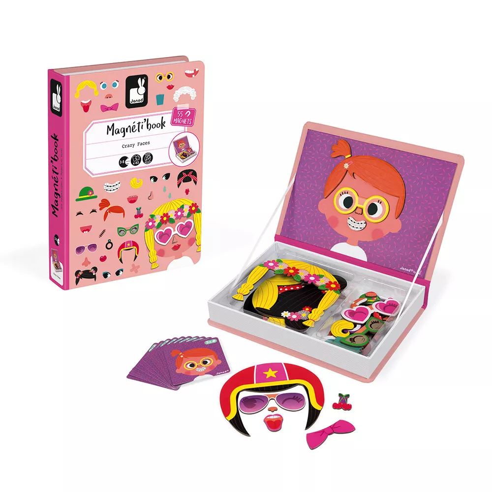 Carte magnetică pentru fetițe -  Fețe năstrușnice, 65 de piese