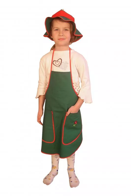 Costum de grădinar cu șorț și pălărie