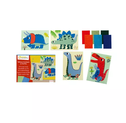 Cutie creativă cu 4 tablouri mozaic pentru decorat cu stickere din fetru