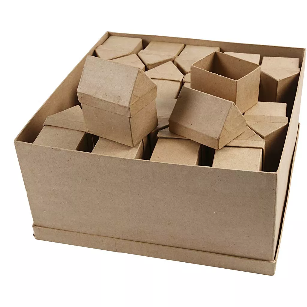 Cutiuță tip căsuță din hârtie reciclată,  8,5 x 6 x 10,5 cm