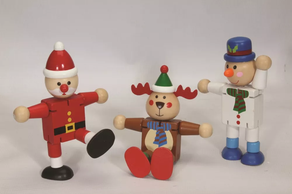 Figurină flexibilă din lemn (12 cm) - Personaj de Crăciun - DELIST
