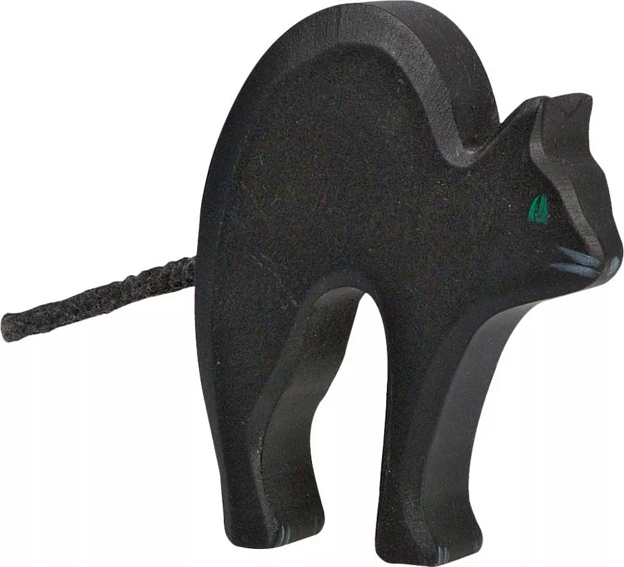 Figurină din lemn - Pisică neagră - DELIST