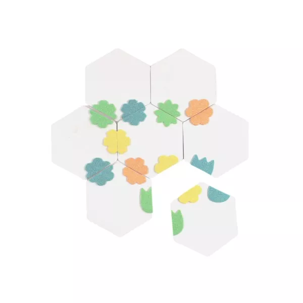 Joc 2 în 1 cu 15 piese hexagonale cu 2 fețe - Puzzle cu albinuțe