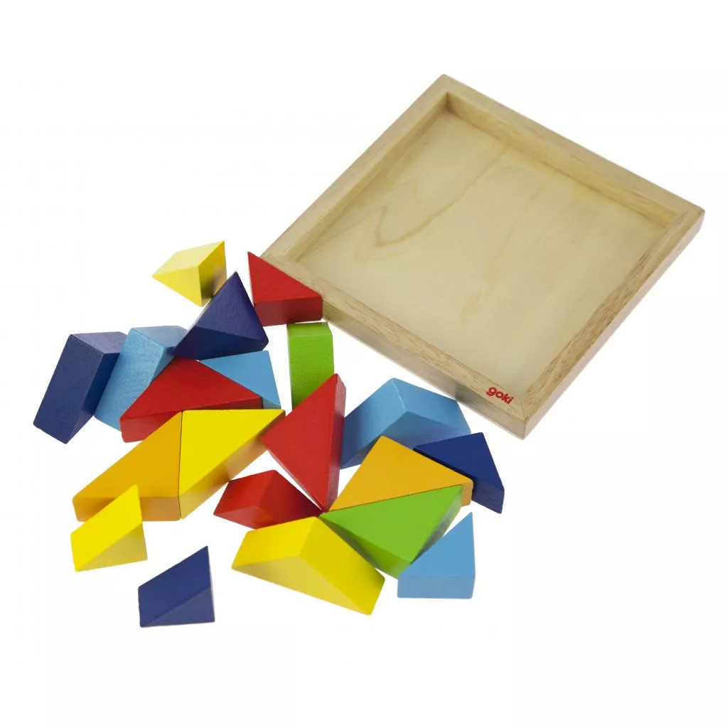 Joc 2 în 1 cu piese colorate din lemn: Puzzle și joc de construcție