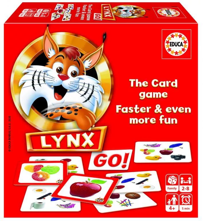 Joc de societate 6 în 1 cu 70 de carduri cu imagini - Lynx Go