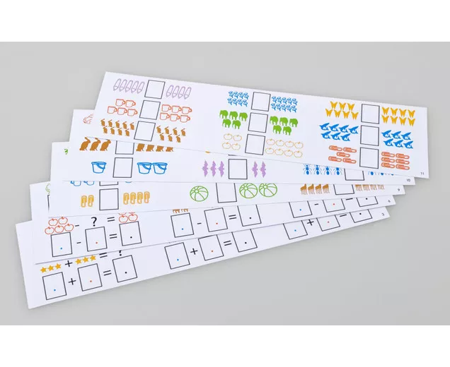 Set de 5 carduri reutilizabile cu operații pentru activități matematice