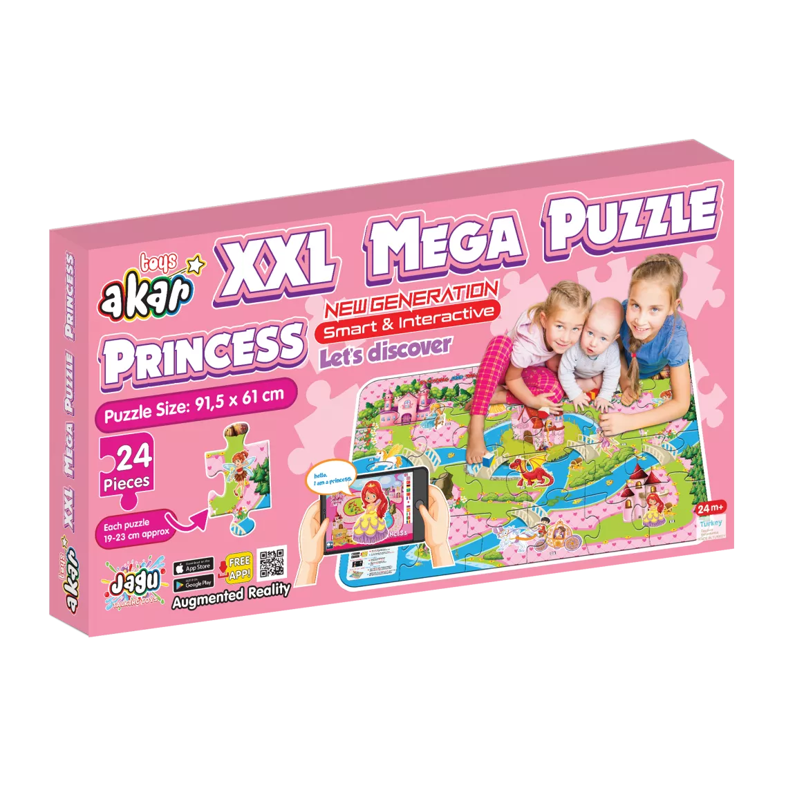  Mega Puzzle cu 24 de piese. Tărâmul prințeselor 
