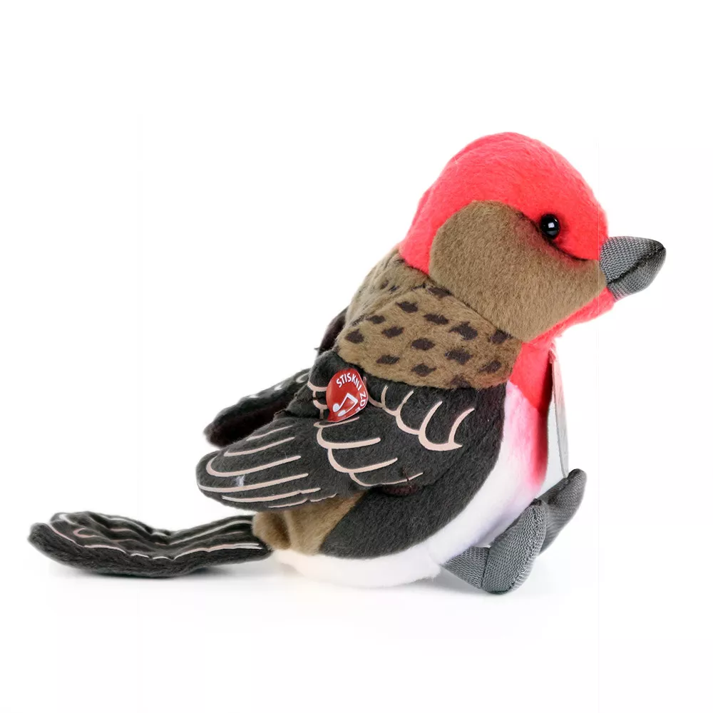 Jucărie din pluș cu sunet real – Pasăre colorată, 11 cm