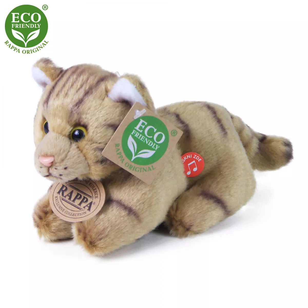 Jucărie din pluș cu sunet - Pisicuță tigrată tabby, 15 cm