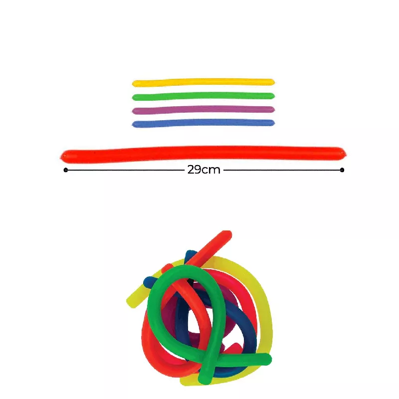Set de 6 jucării senzoriale antistres - Șerpi elastici colorați