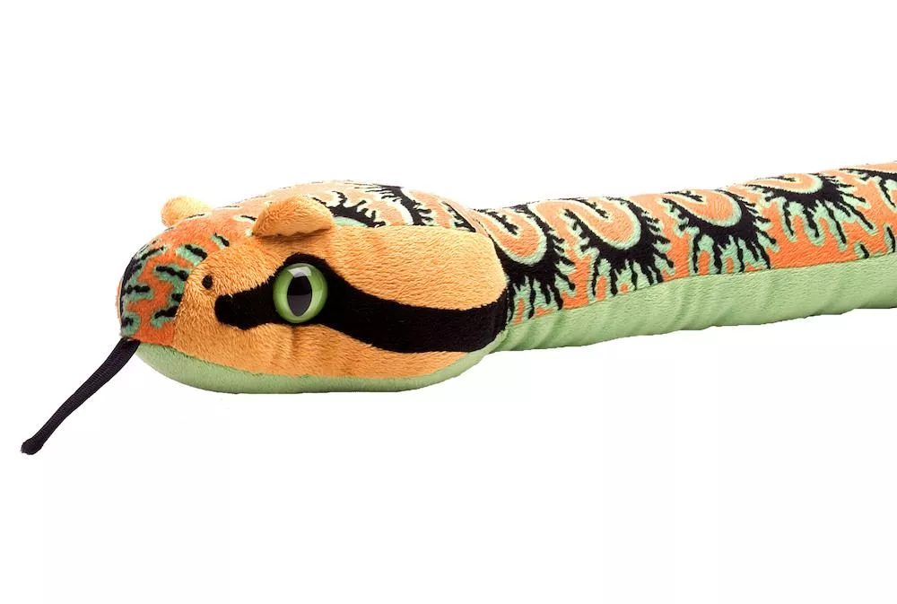 Jucărie din pluș - Șarpe verde cu portocaliu, 137 cm