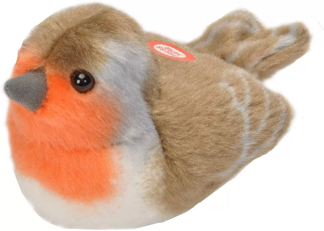 Jucărie din pluș cu sunet real - Pasăre colorată - (măcăleandru), 13 cm