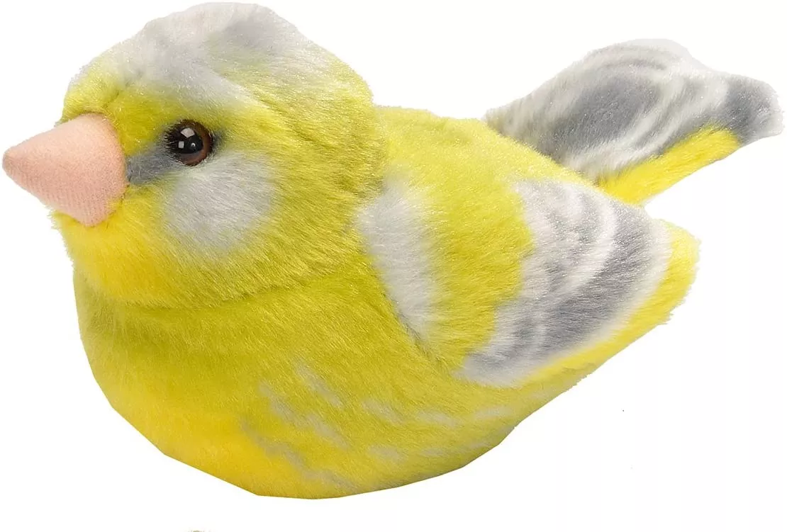 Jucărie din pluș cu sunet real - Pasăre galbenă (cinteză), 14 cm