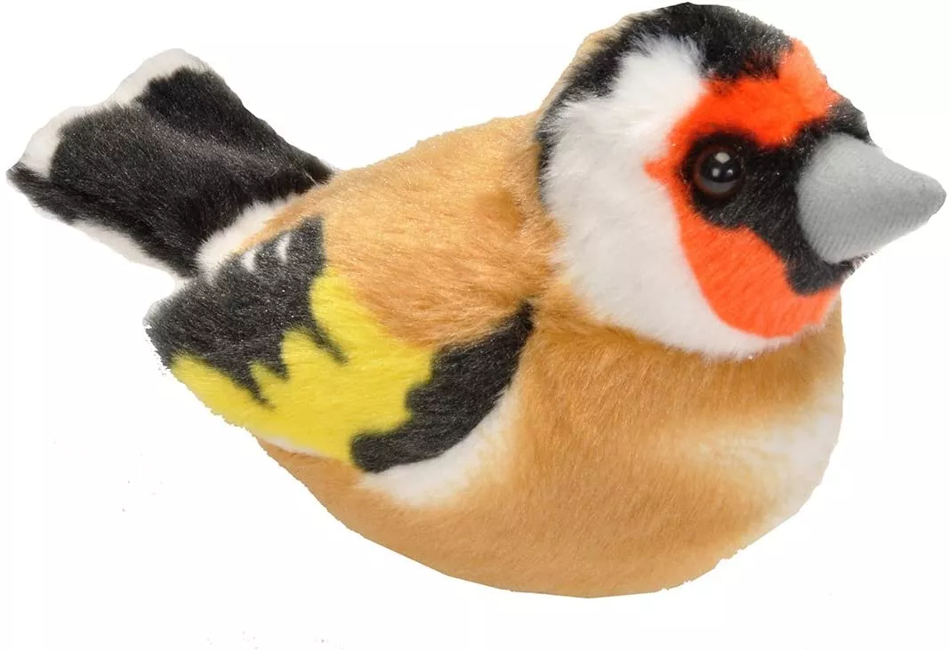 Jucărie din pluș cu sunet real - Pasăre maro (sticlete), 14 cm