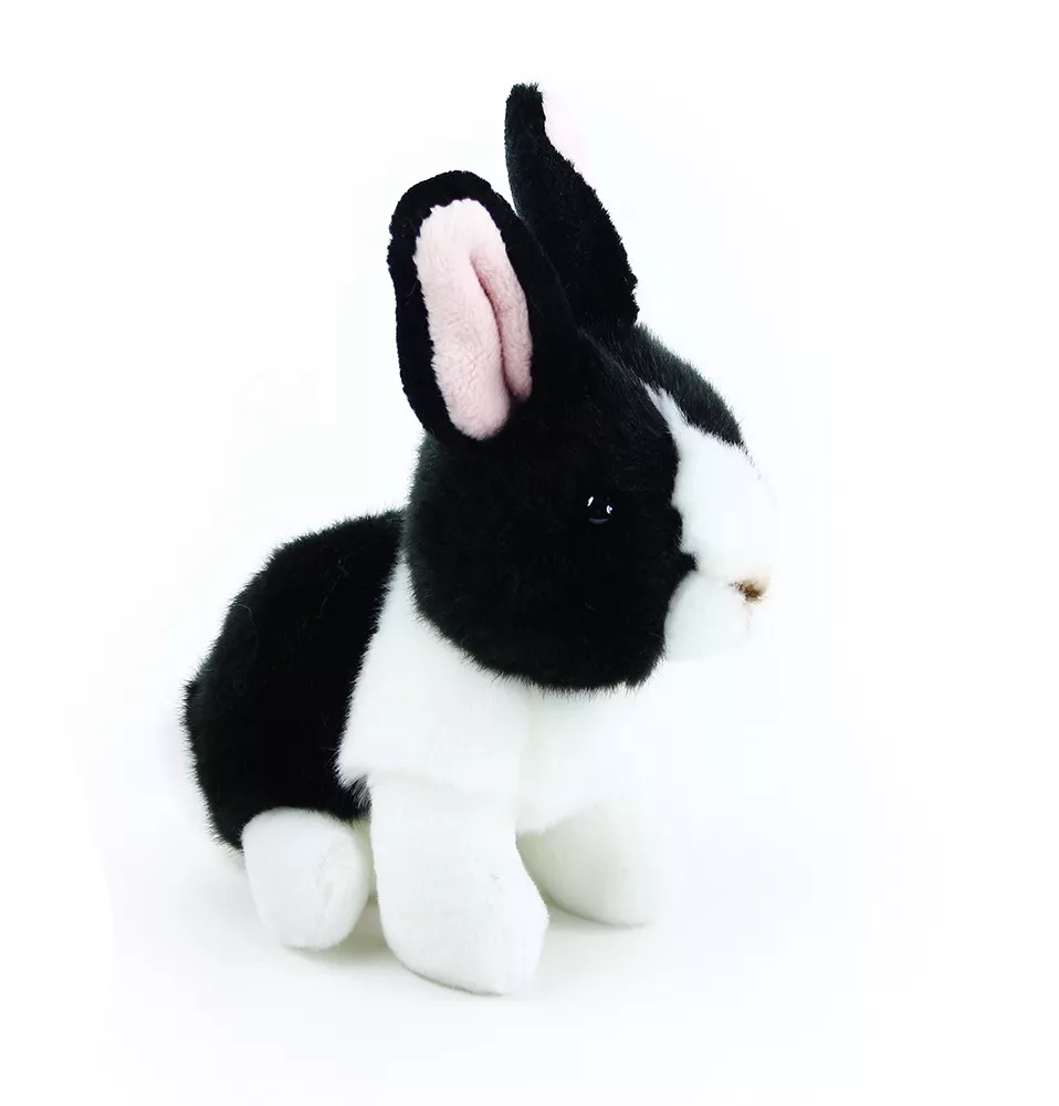 Jucărie din pluș - Iepuraș alb cu negru, 16 cm
