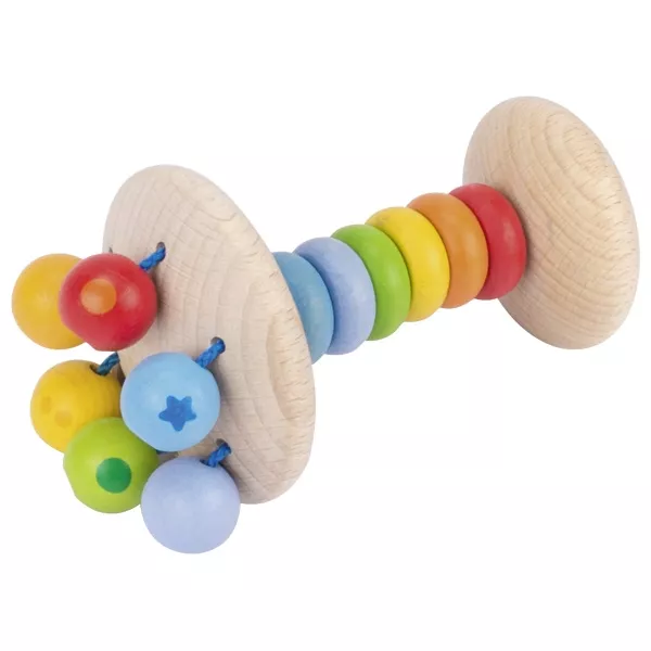 Jucărie tactilă elastică din lemn pentru bebeluși - Curcubeu
