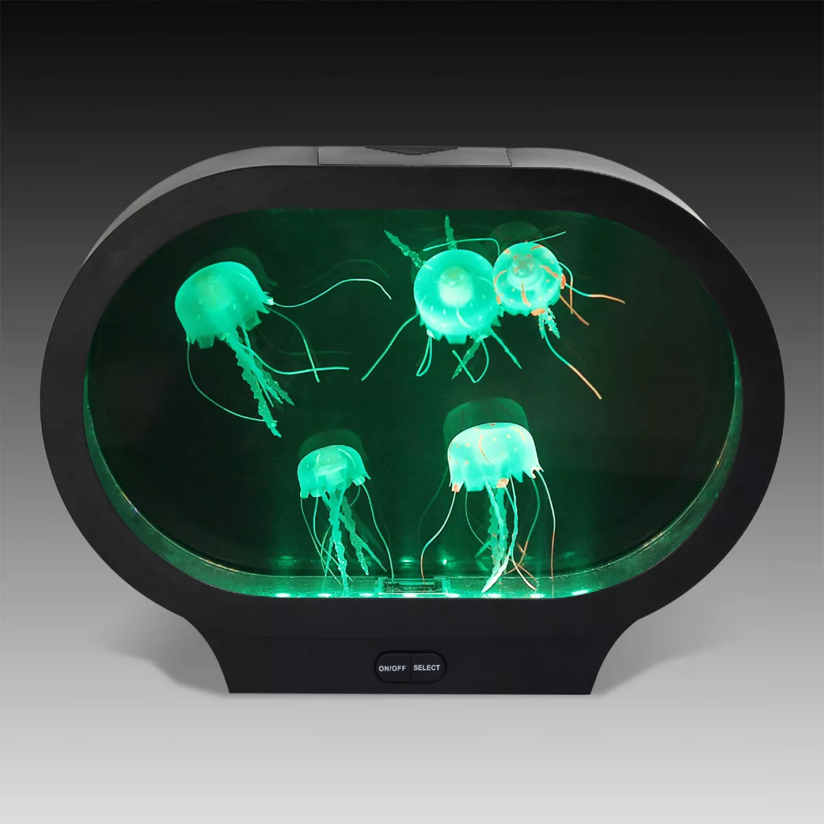 Lampă acvariu cu 5 meduze și iluminare LED (formă ovală)