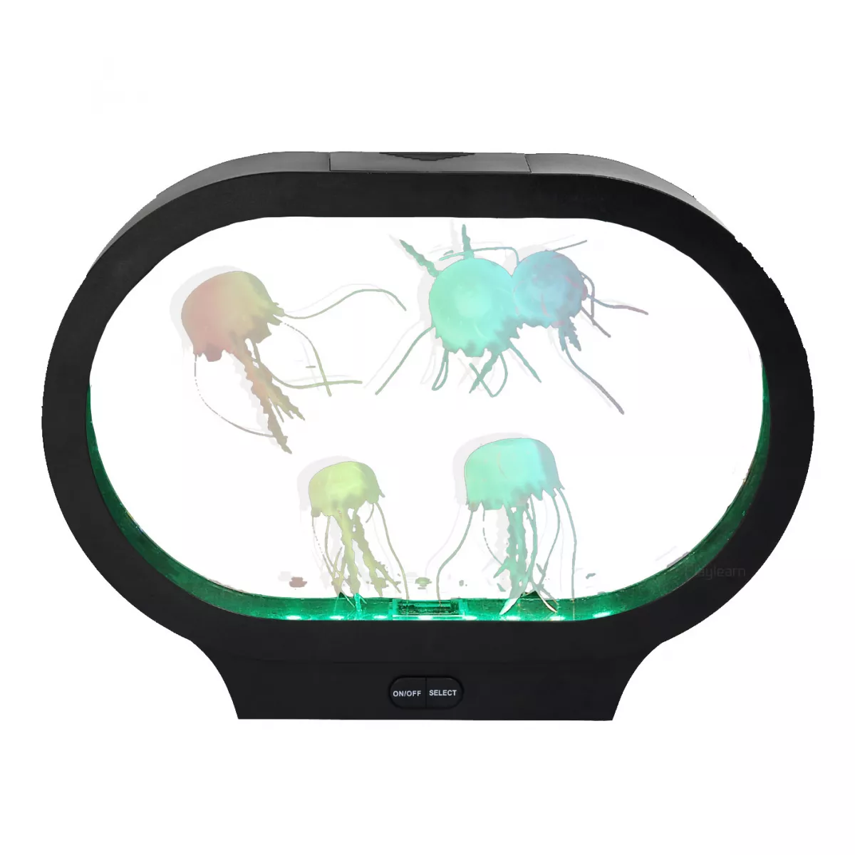 Lampă acvariu cu 5 meduze și iluminare LED (formă ovală) 