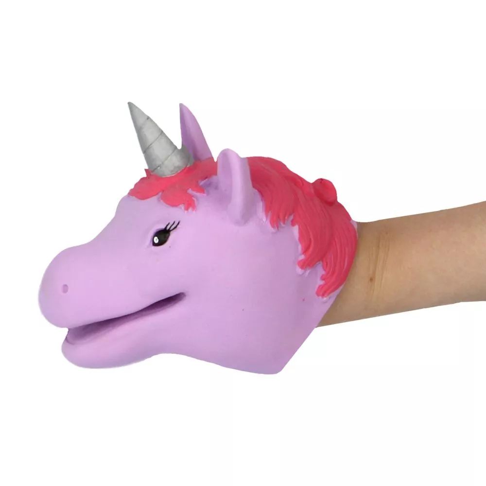 Marionetă de mână  din cauciuc moale - Cap de unicorn