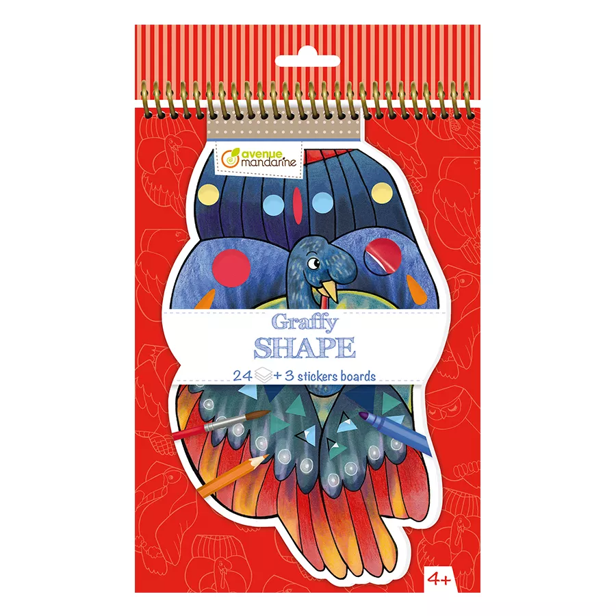 Mini carte de colorat cu stickere - Păsări