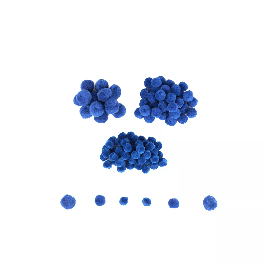 Mini pom-pom - 100 de piese - Albastru
