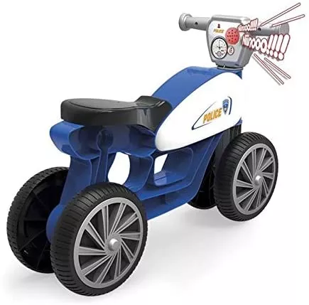 Mini bicicletă fără pedale, cu sunete (sirenă de poliție) și 4 roți - Albastru