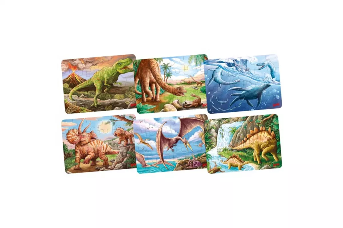 Mini-puzzle din lemn cu 24 piese - Dinozauri