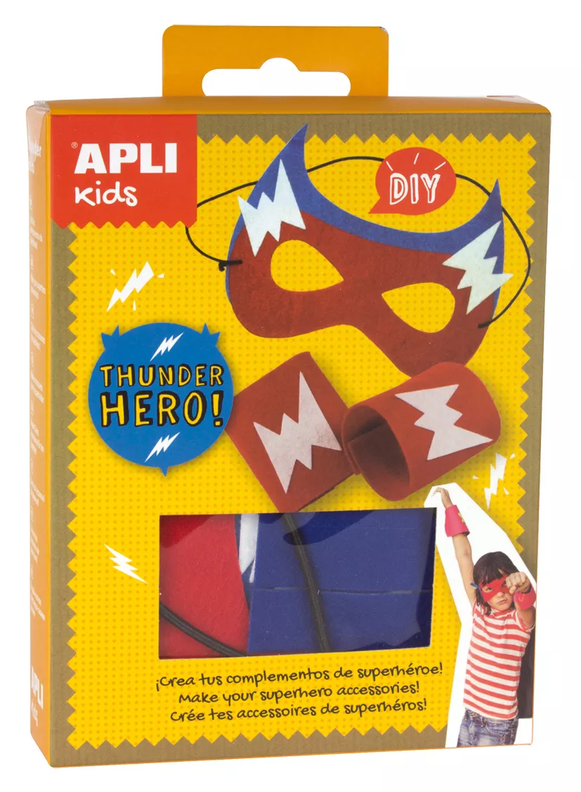 Mini-set de creație cu 12 piese pretăiate - Mască și manșete cu fulgere pentru supereroi