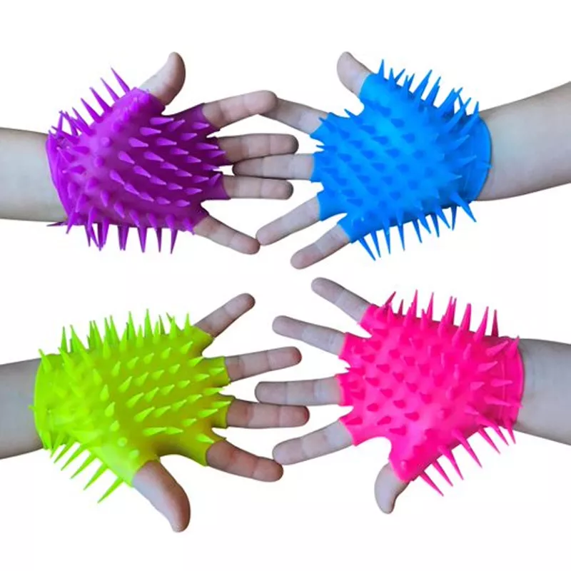 Set de 4 mănuși senzoriale cu țepi din cauciuc moale