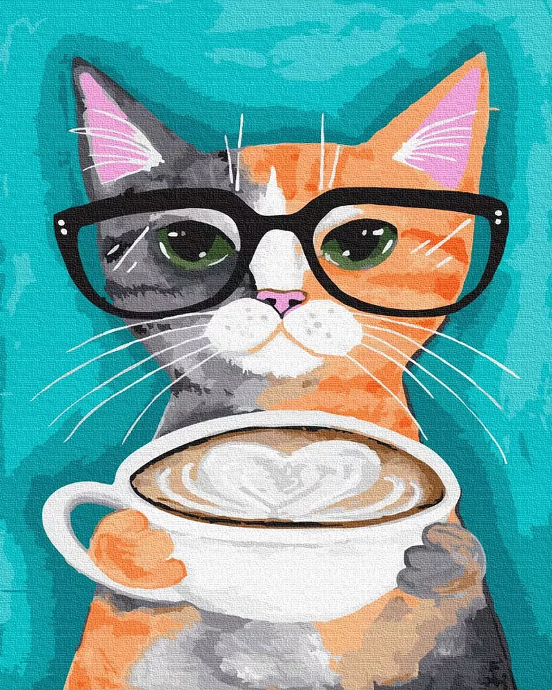 Pictură pe numere - Cafea cu lapte, 40 x 50 cm