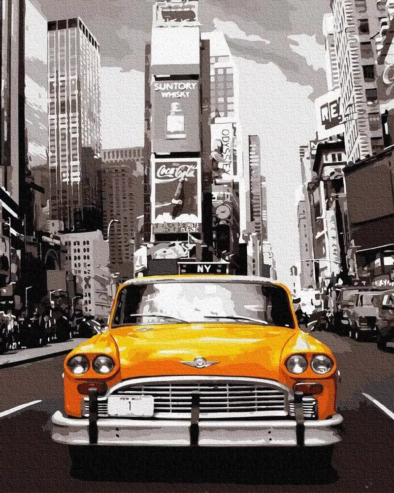 Pictură pe numere - Taxi retro, 40 x 50 cm