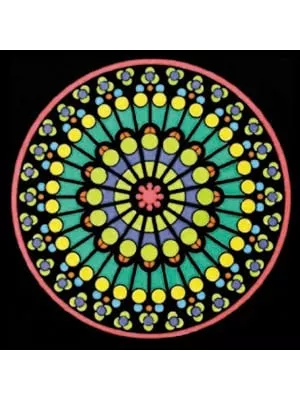 Planșă de colorat din catifea, cu 12 carioci – Mandala armonie (32 × 32 cm)