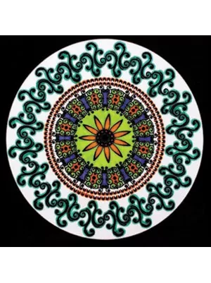 Planșă de colorat din catifea, cu 12 carioci – Mandala cu floarea soarelui (32 × 32 cm)