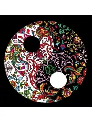 Planșă de colorat din catifea, cu 12 carioci – Mandala dualitate (32 × 32 cm)