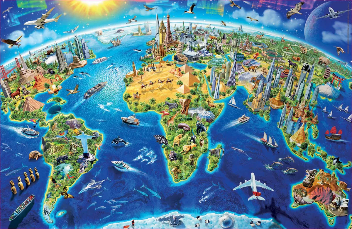 Puzzle cu 1000 de piese -Simboluri ale lumii