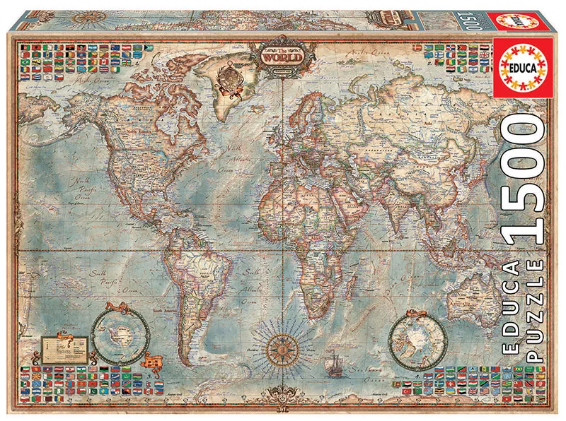 Puzzle cu 1500 de piese - Harta politică a lumii (RESIGILAT)