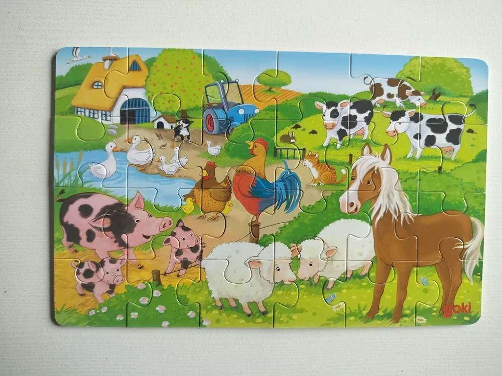 Puzzle cu 24 de piese din lemn - Animale de la fermă