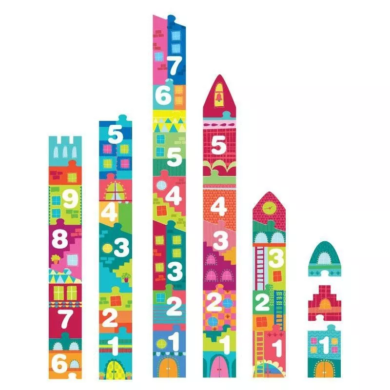 Puzzle cu 40 de piese în formă de clădiri diferite - Cifrele