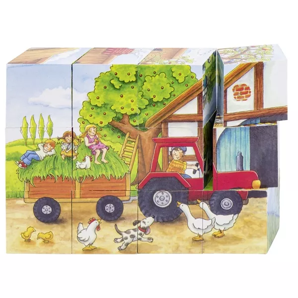 Puzzle din cuburi - Anotimpuri la fermă