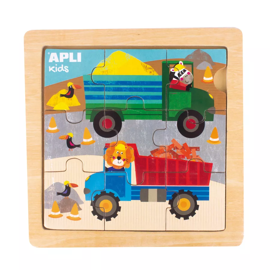 Puzzle din lemn cu 9 piese - Camion