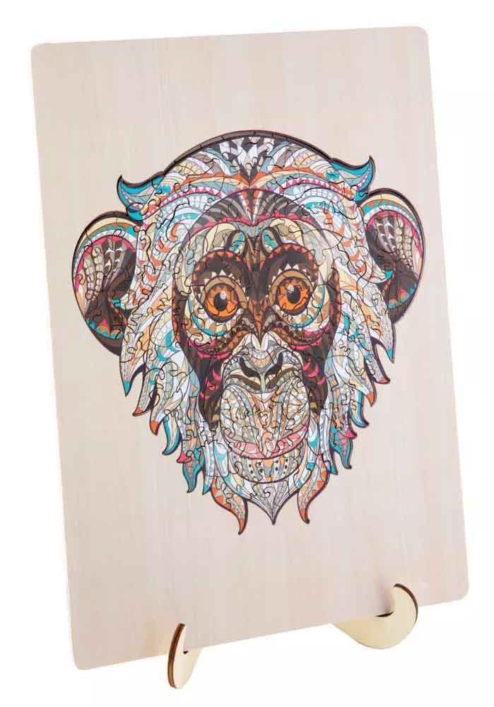 Puzzle din lemn cu 132 de piese în forme deosebite - Maimuță