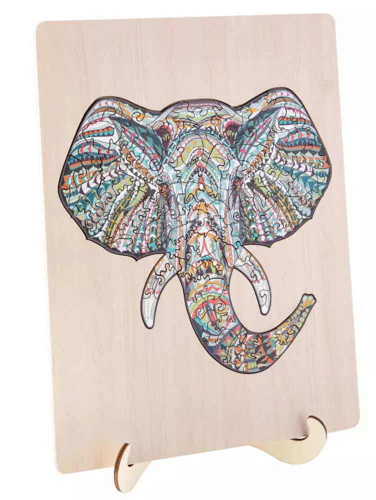 Puzzle din lemn cu 137 de piese în forme deosebite - Elefant